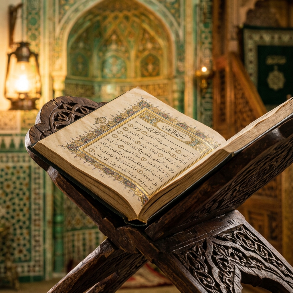 Holy Quran Opened on Rehal